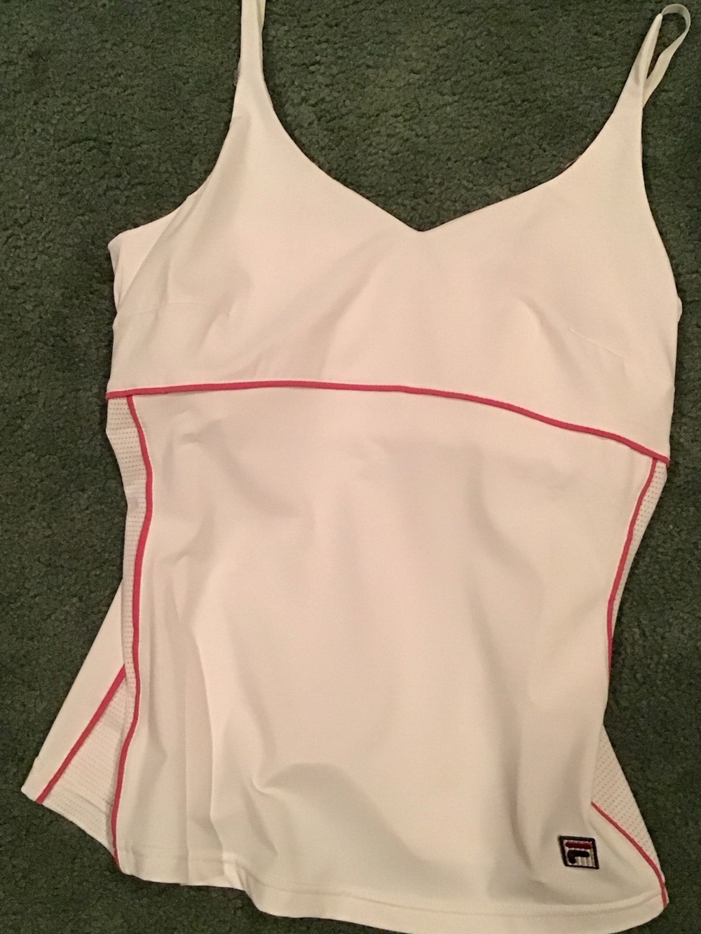 Fila White Tank Top with Pink Piping